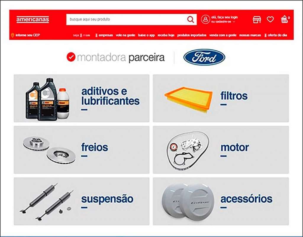 Loja Oficial Ford no site Lojas Americanas