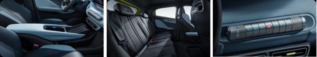 Detalhes do interior do BYD Dolphin Mini