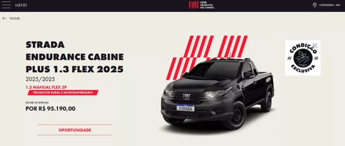 Oferta Fiat: Strada Endurance tem desconto de R$ 16.800