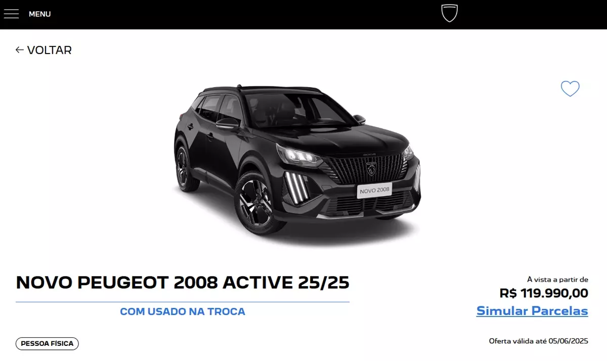 Ofertas Peugeot: 2008 Active sai por R$ 119.990 com usado na troca
