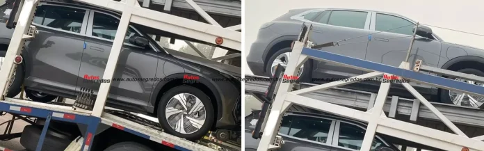 Carretas transportando unidades do Geely EX5 destinadas a venda já estão desembarcando no Paraná
